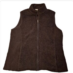 ❤️Croft & Barrow Woman's Size: Medium Black Fleece Vest Zip-Up Soft Fall Winter